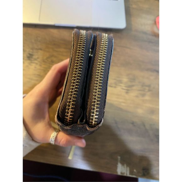 Brahmin Textured Leather Wallet Pecan Melbourne Brown Double Zip - Picture 6 of 14